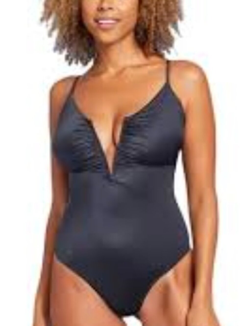 Shade & Shore plunge Black One-Piece Swimsuit L 12-14